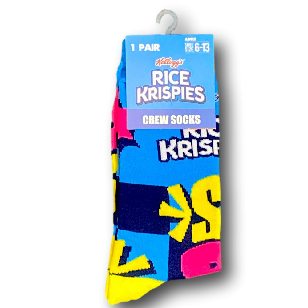 3/$20 Kellogg's Rice Krispies Cereal Funny Novelty Crew Socks - NWT
